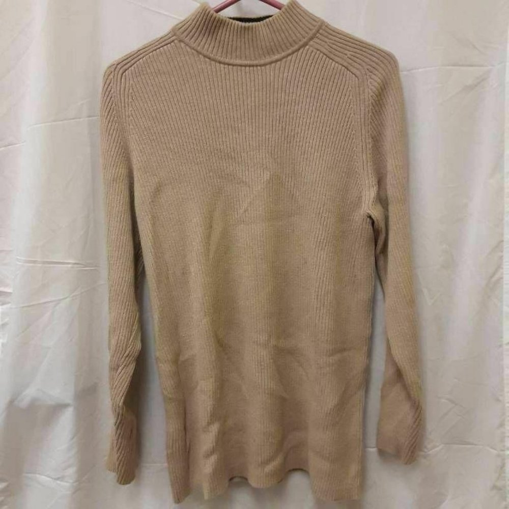 Claiborne Mens Pullover Sweater Beige Mock Neck L
